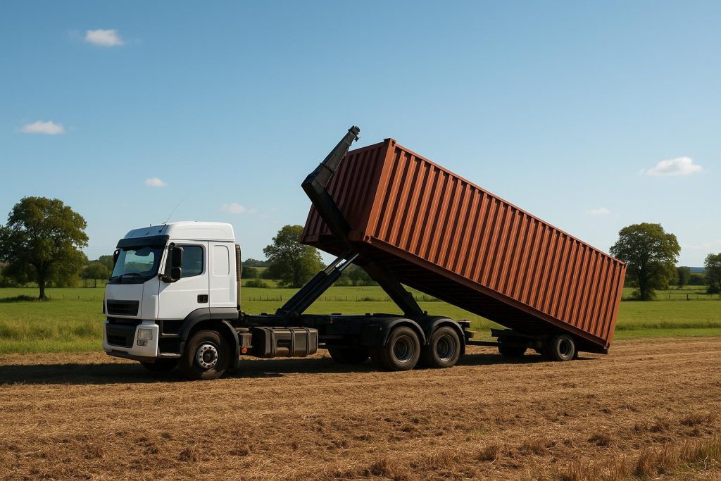 Sea can container delivered to a rural property for storage.